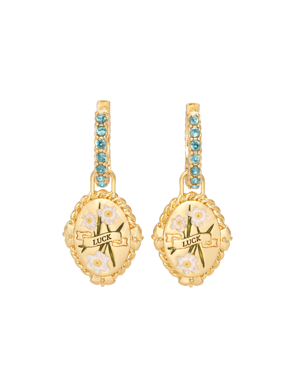 December Birthstone Narcissus Huggie Earrings