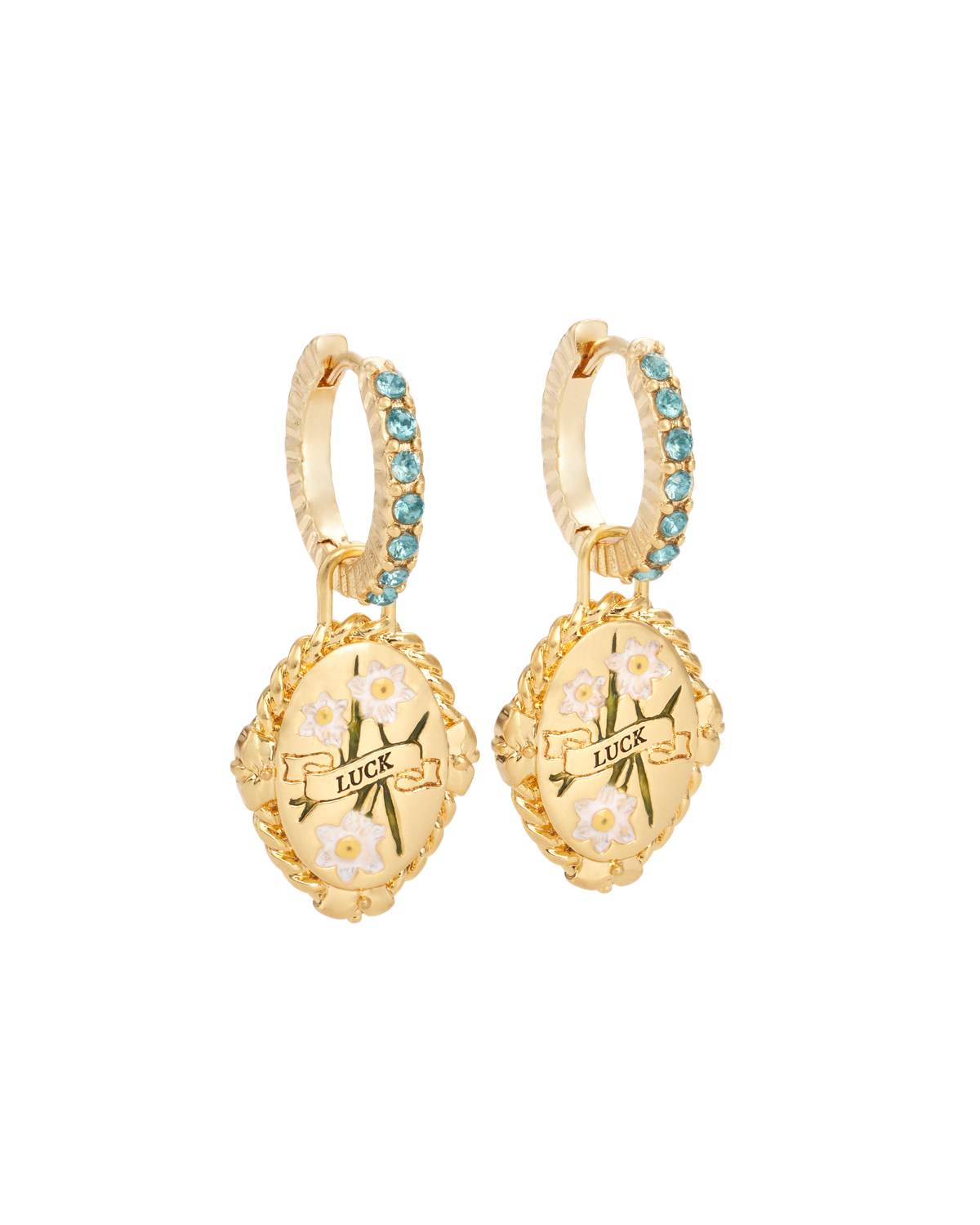 December Birthstone Narcissus Huggie Earrings