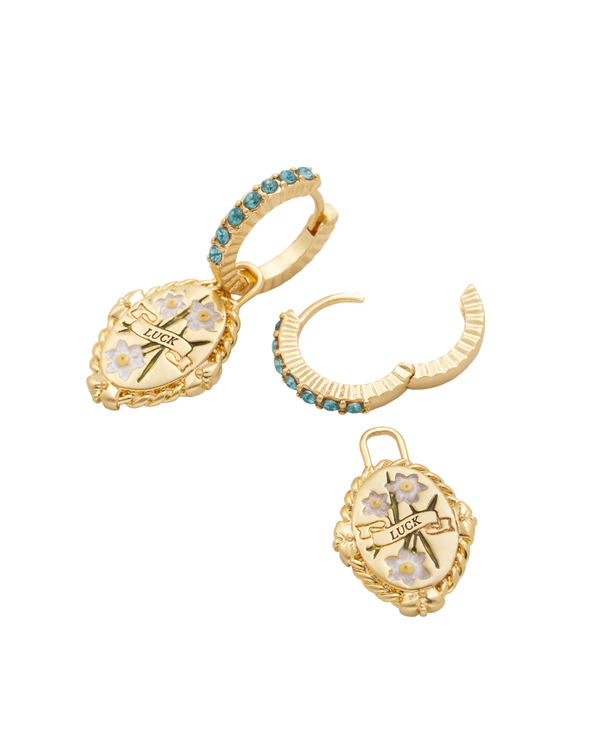 December Birthstone Narcissus Huggie Earrings