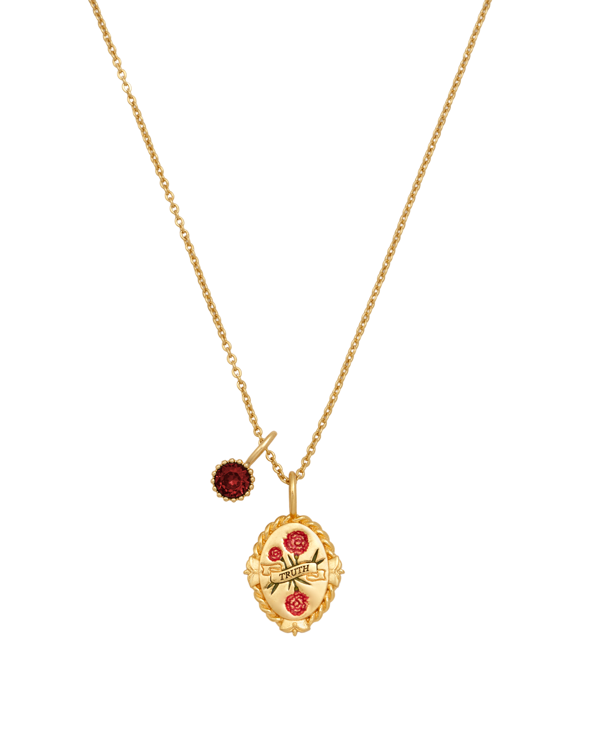 January Birthstone Carnation Charm Necklace