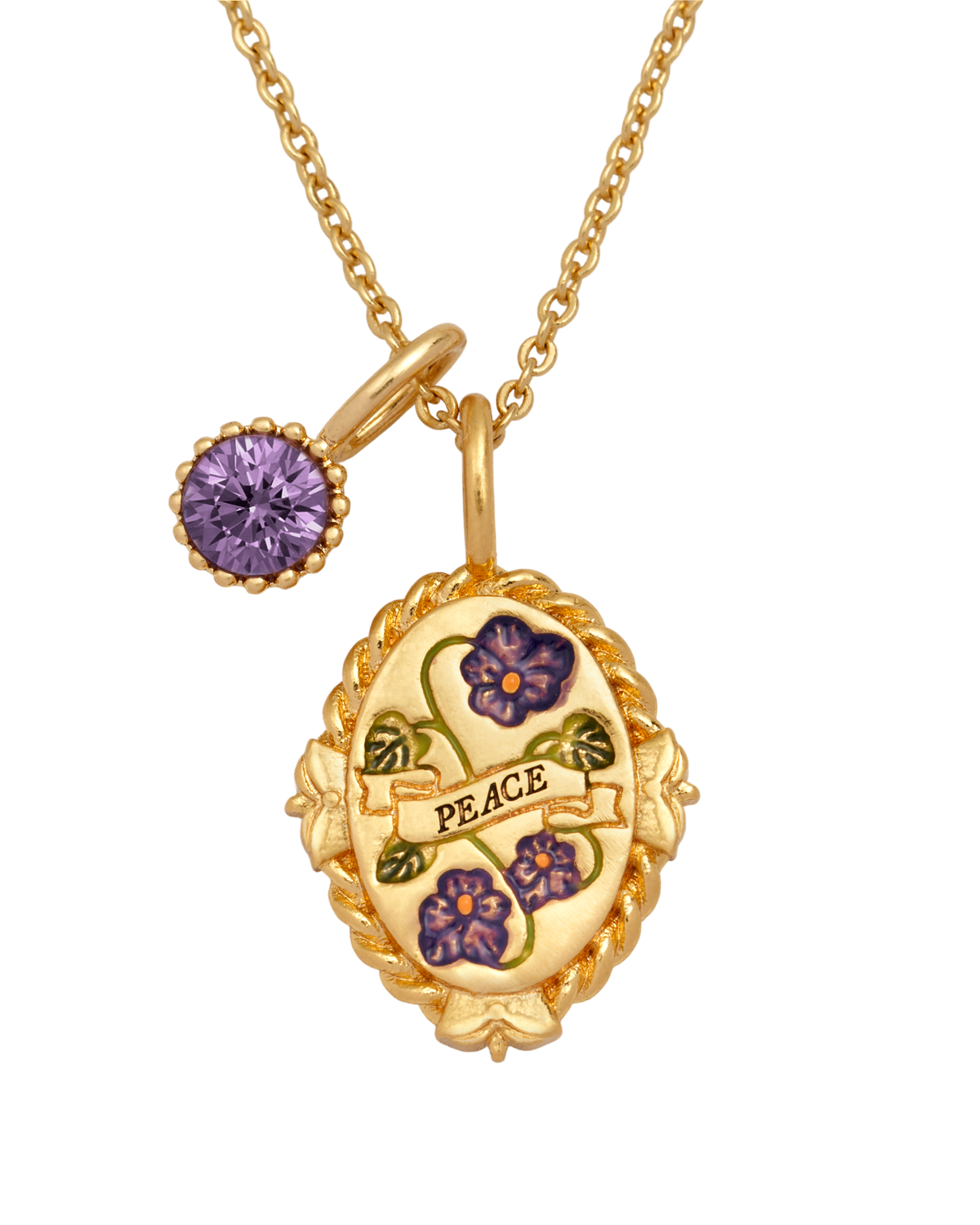 February Birthstone Violet Charm Necklace
