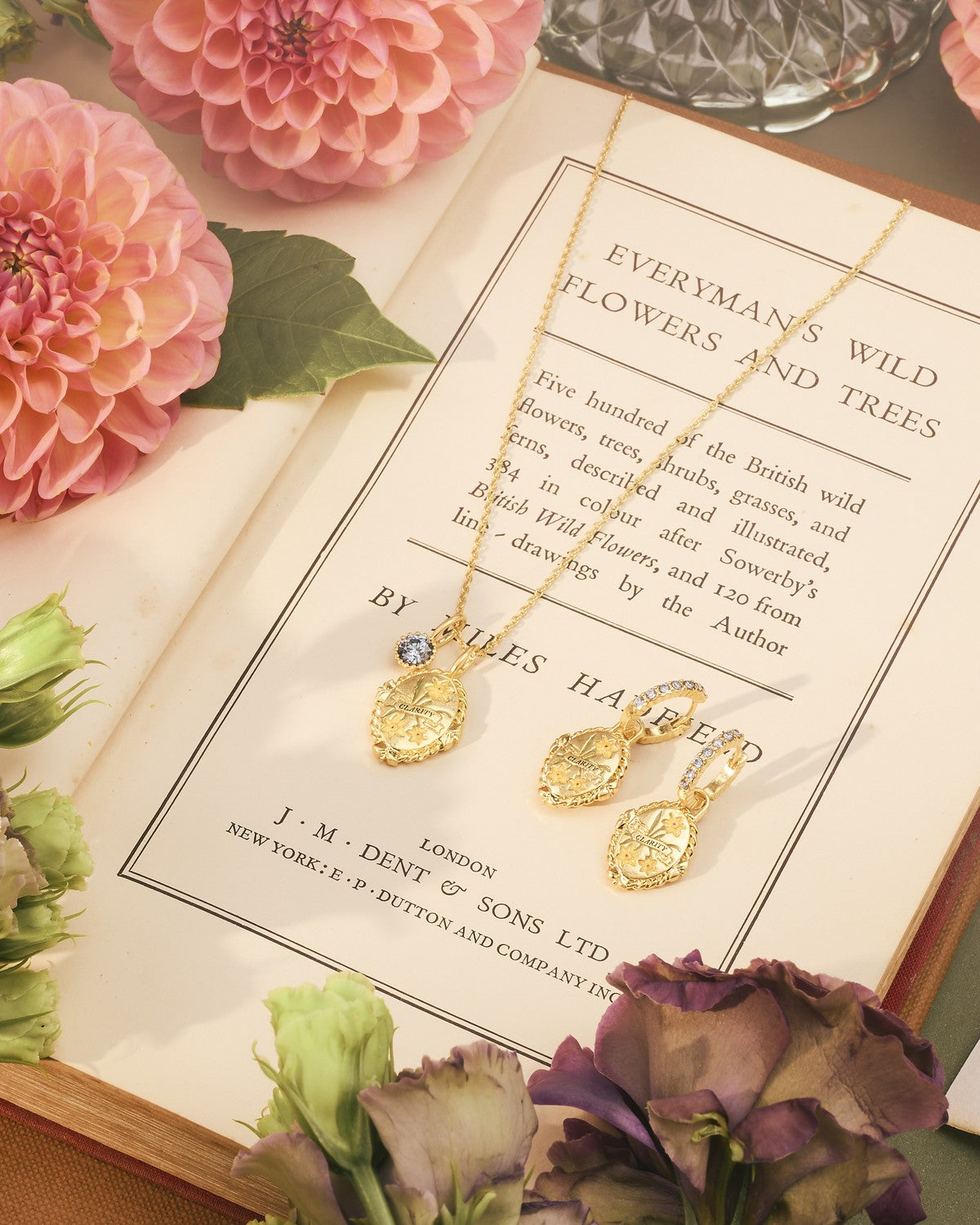 March Birthstone necklace and huggie earrings