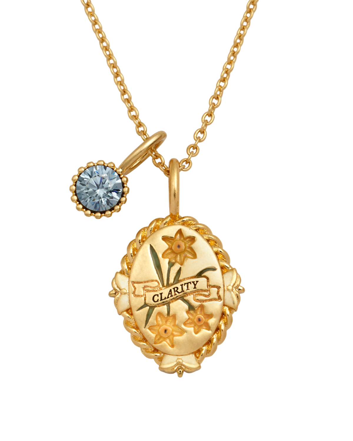 March Birthstone Daffodil Charm Necklace