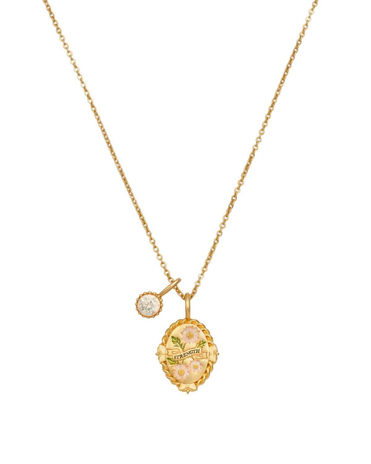 April Birthstone Daisy Charm Necklace