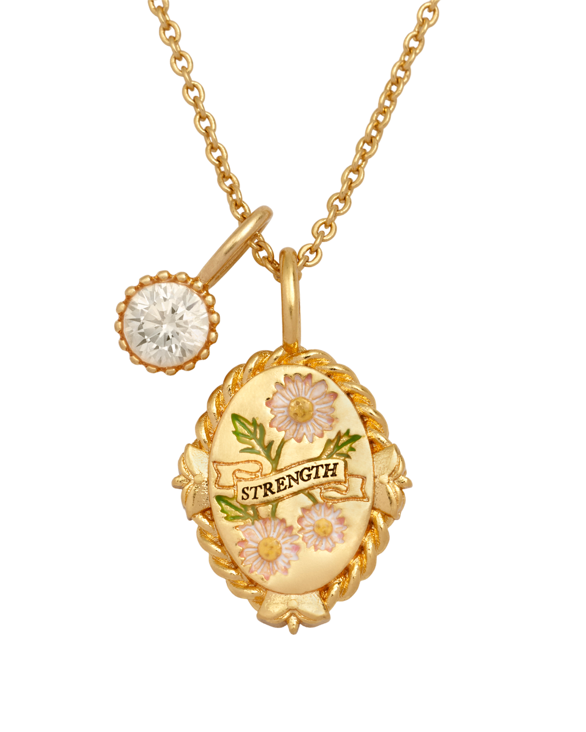 April Birthstone Daisy Charm Necklace