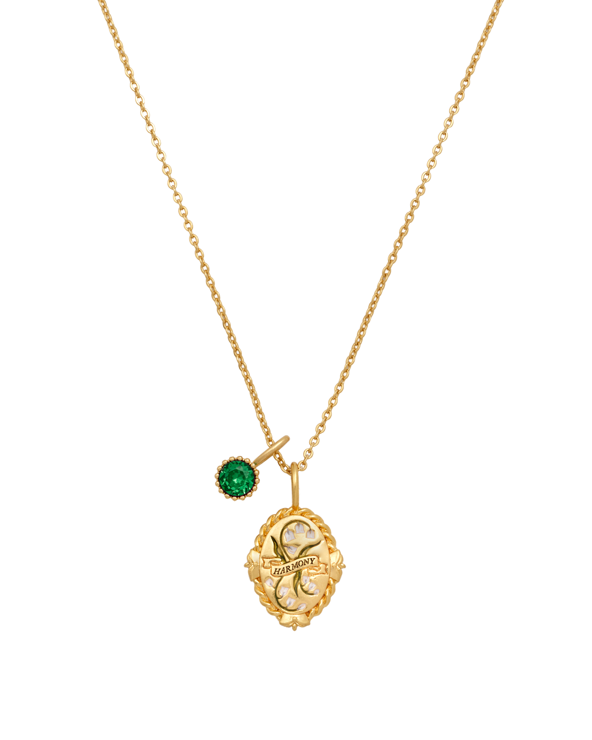 May Birthstone Lily of the Valley Charm Necklace
