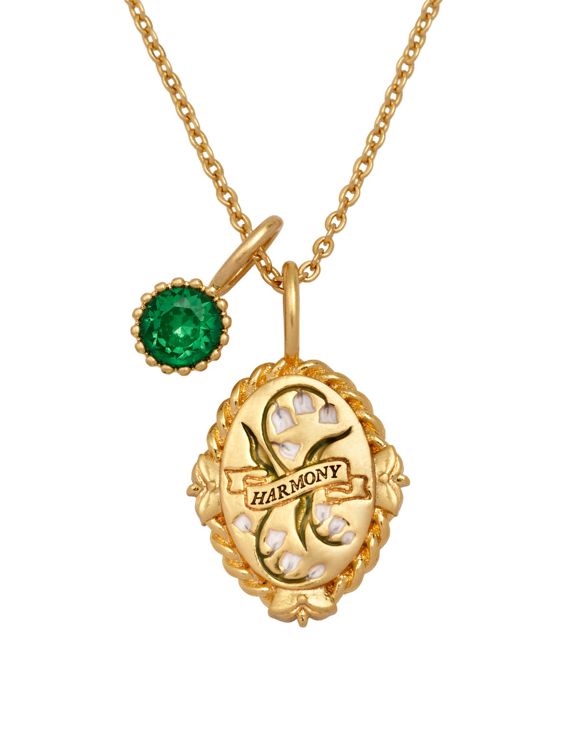 May Birthstone Lily of the Valley Charm Necklace