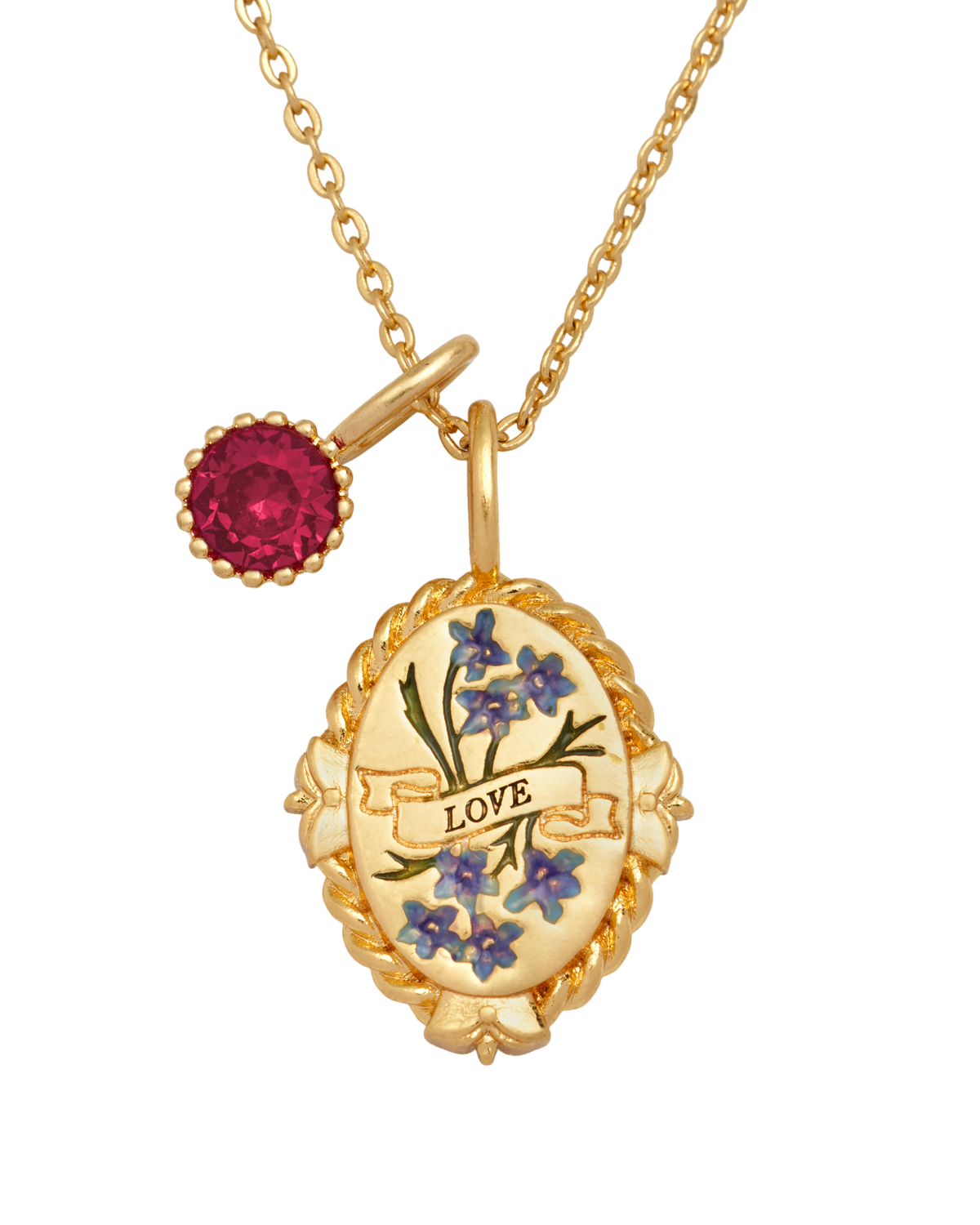 July Birthstone Larkspur Charm Necklace