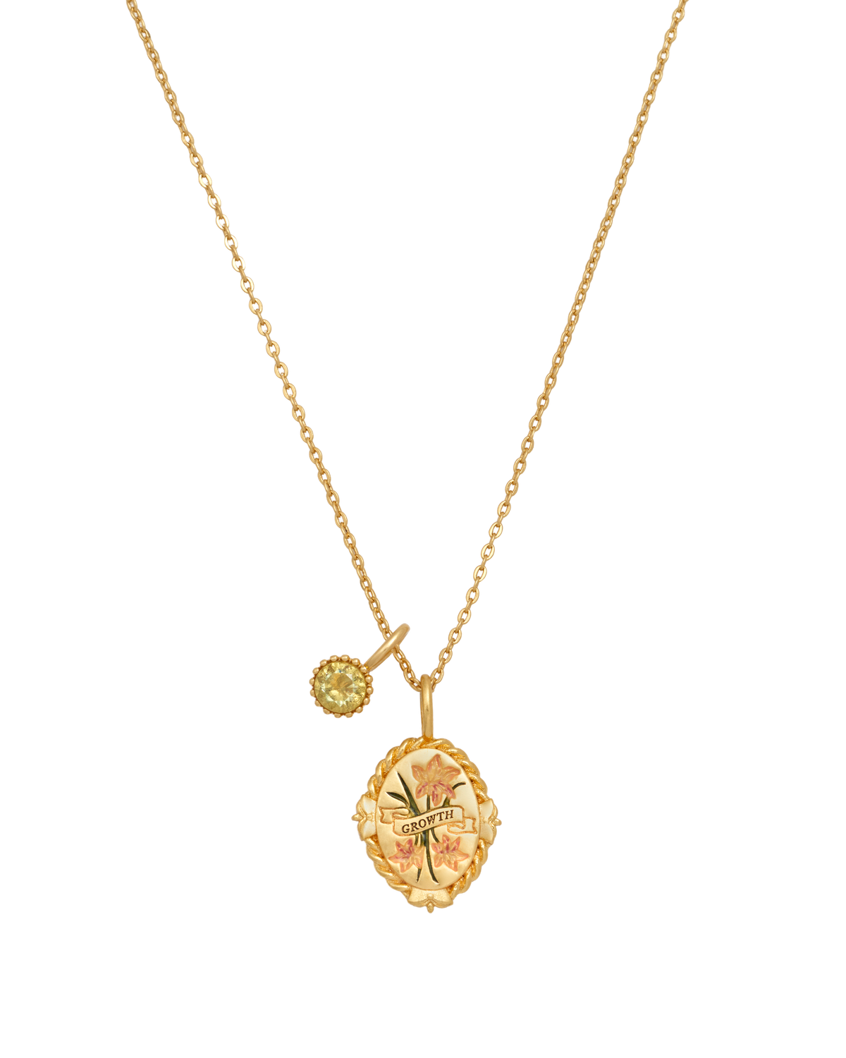 August Birthstone Gladiolus Charm Necklace
