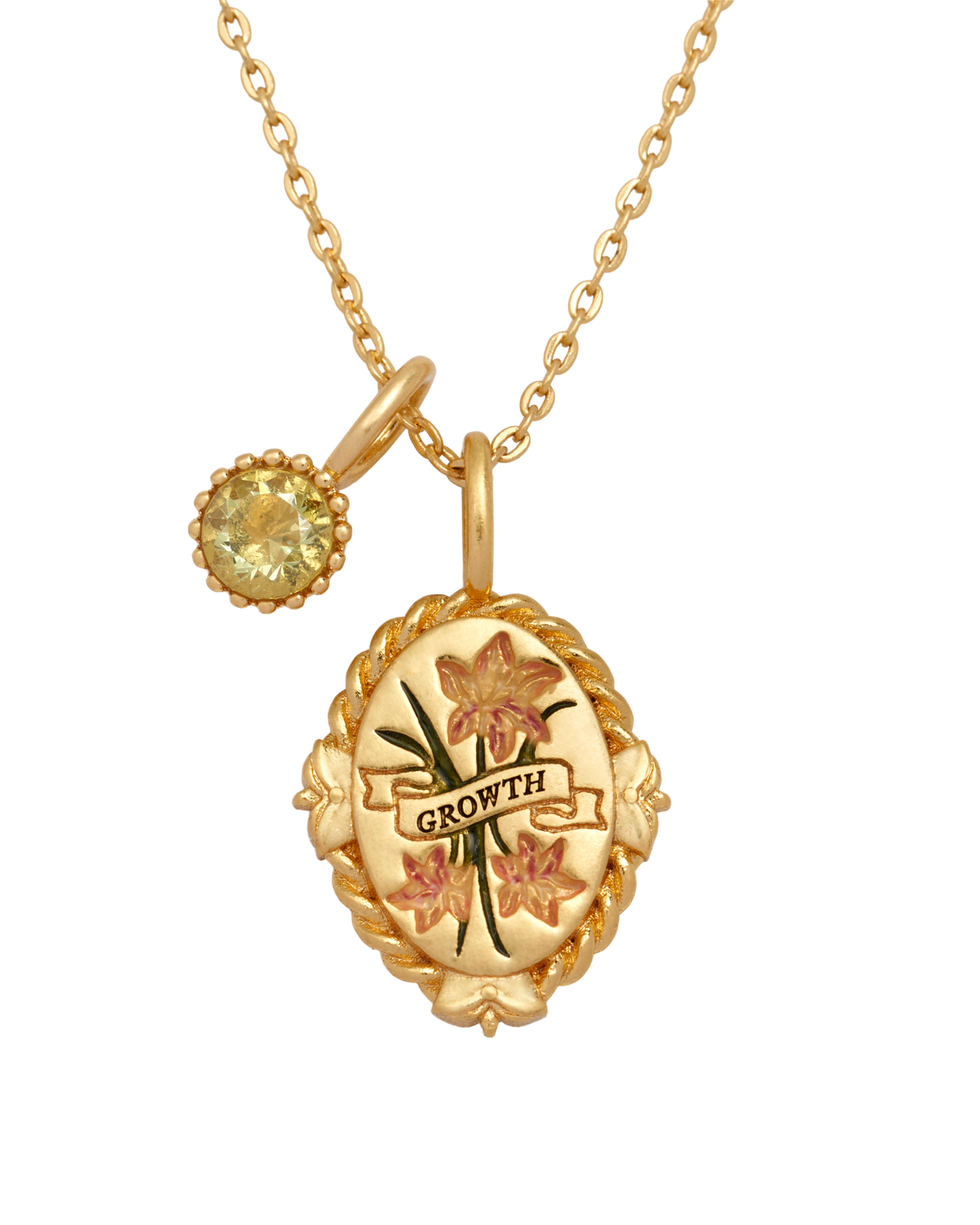 August Birthstone Gladiolus Charm Necklace