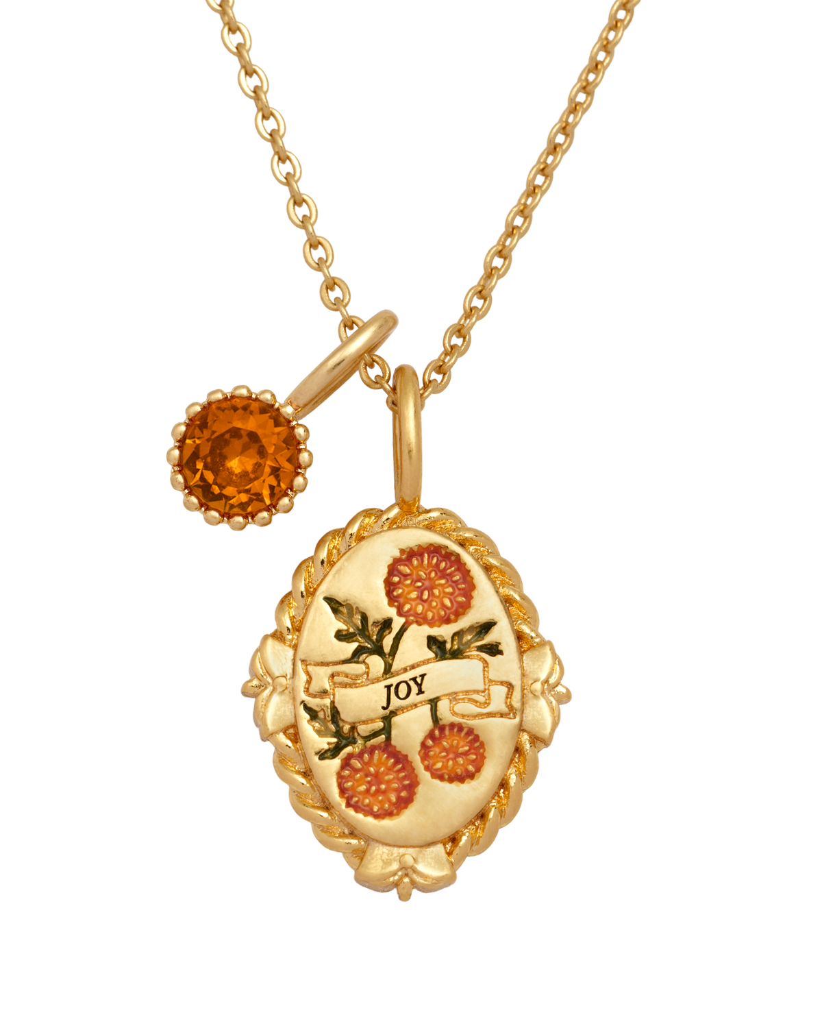 November Birthstone Chrysanthemum Charm Necklace