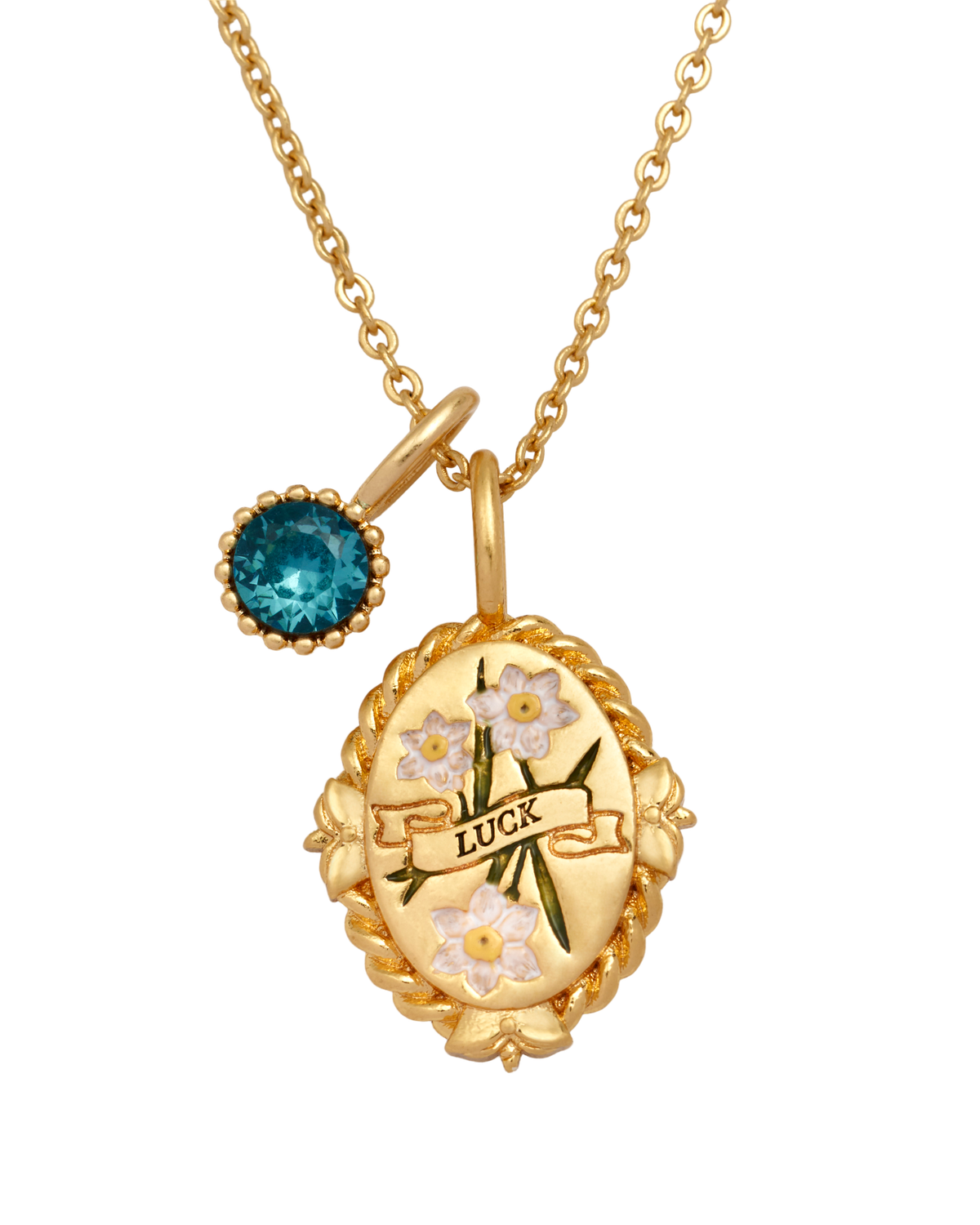 December Birthstone Narcissus Charm Necklace