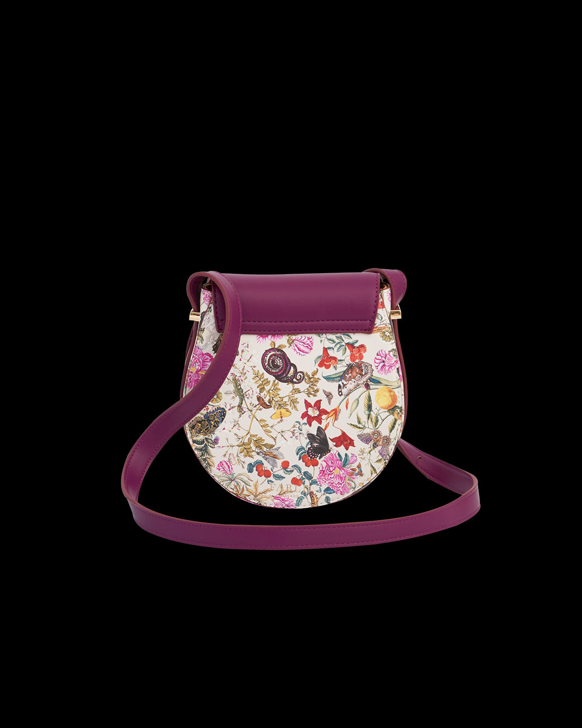 Borsa Saddle Incisioni Floreali Prugna