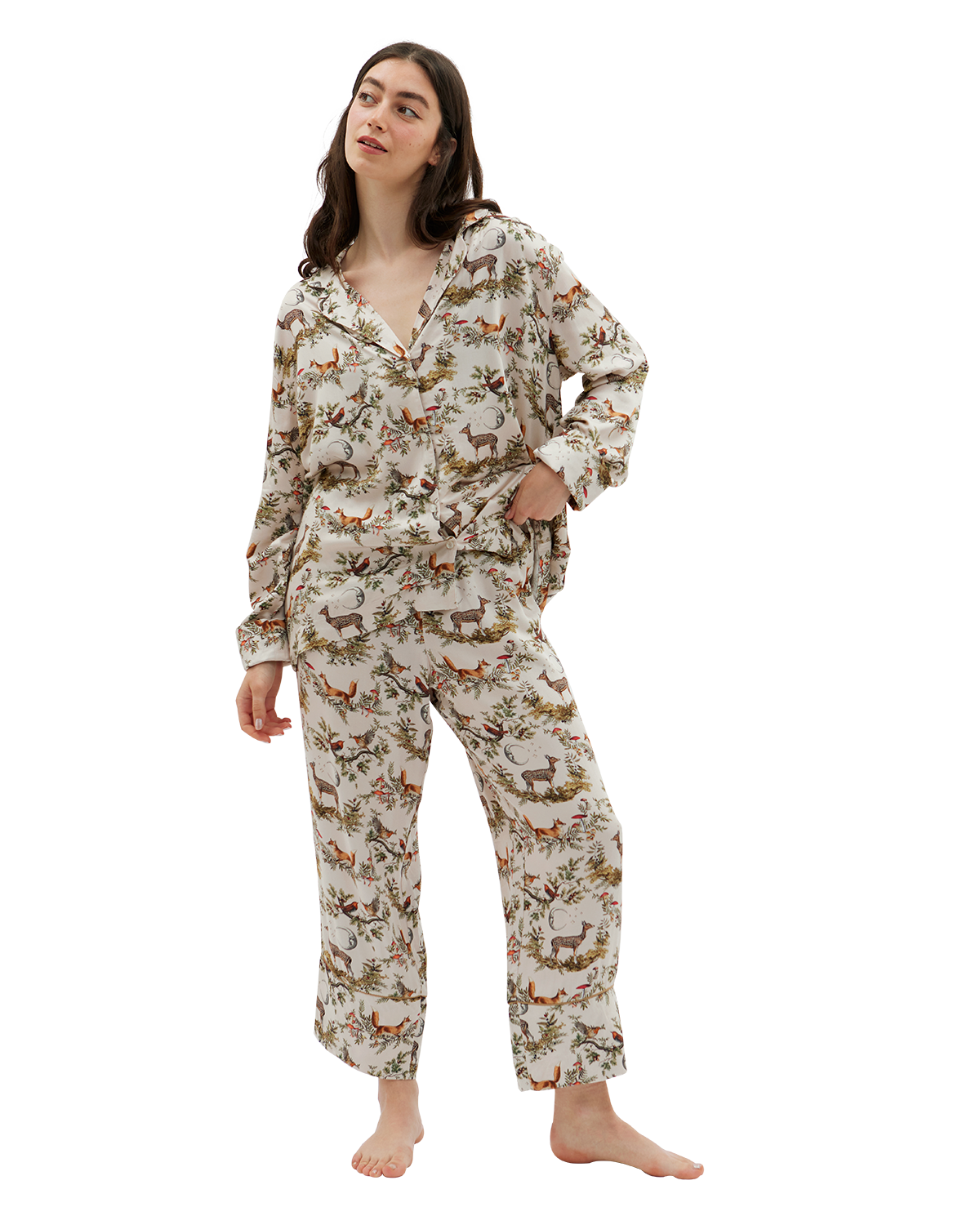 A Night's Tale Woodland Pyjamas in Crystal Grey Fable England