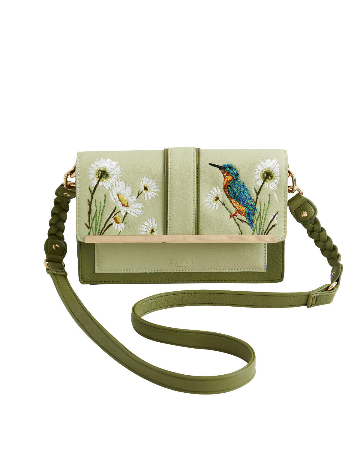 Embroidered Kingfisher Cross Body Bag