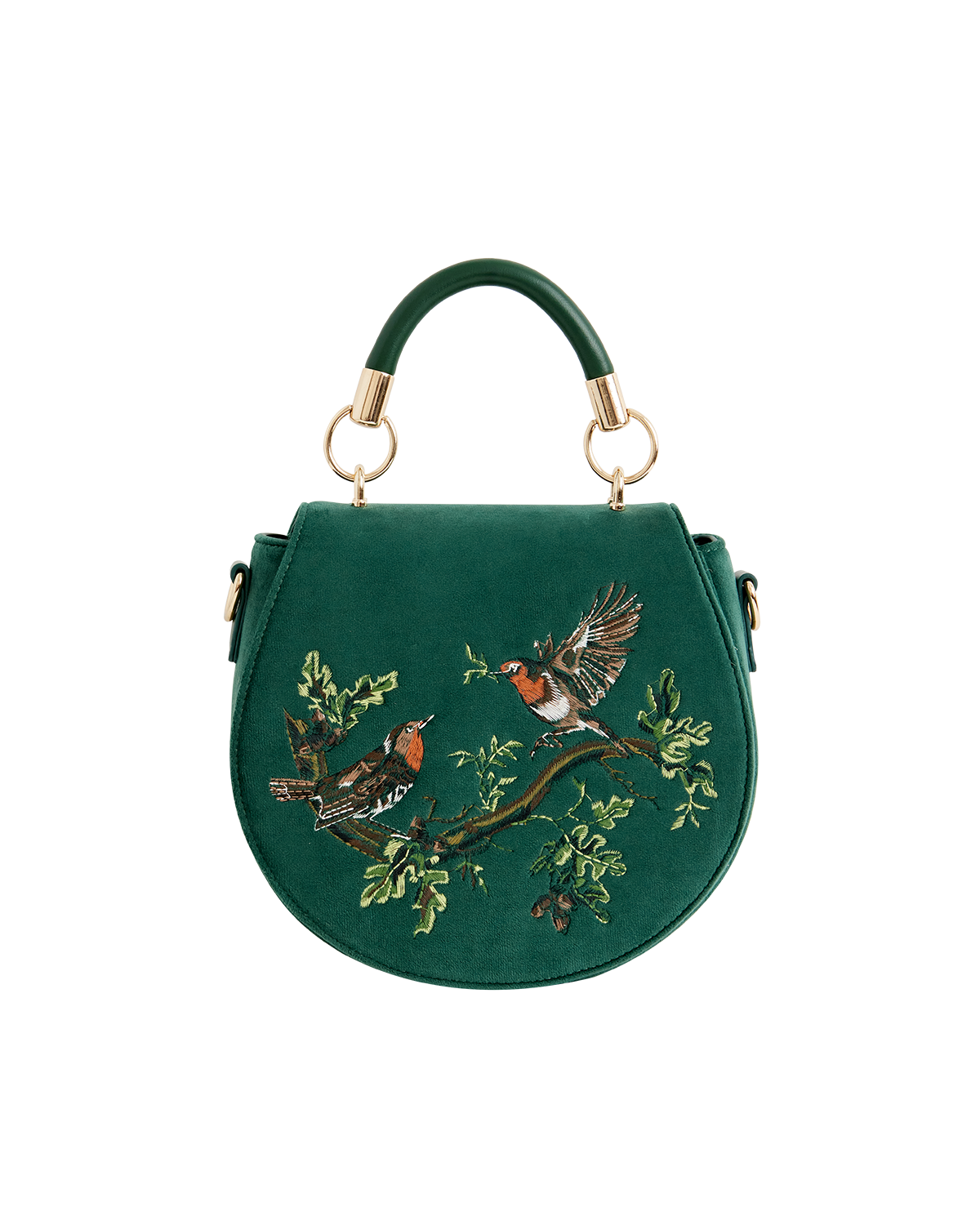 Bolso Robin in Love Bordado Terciopelo Verde Helecho
