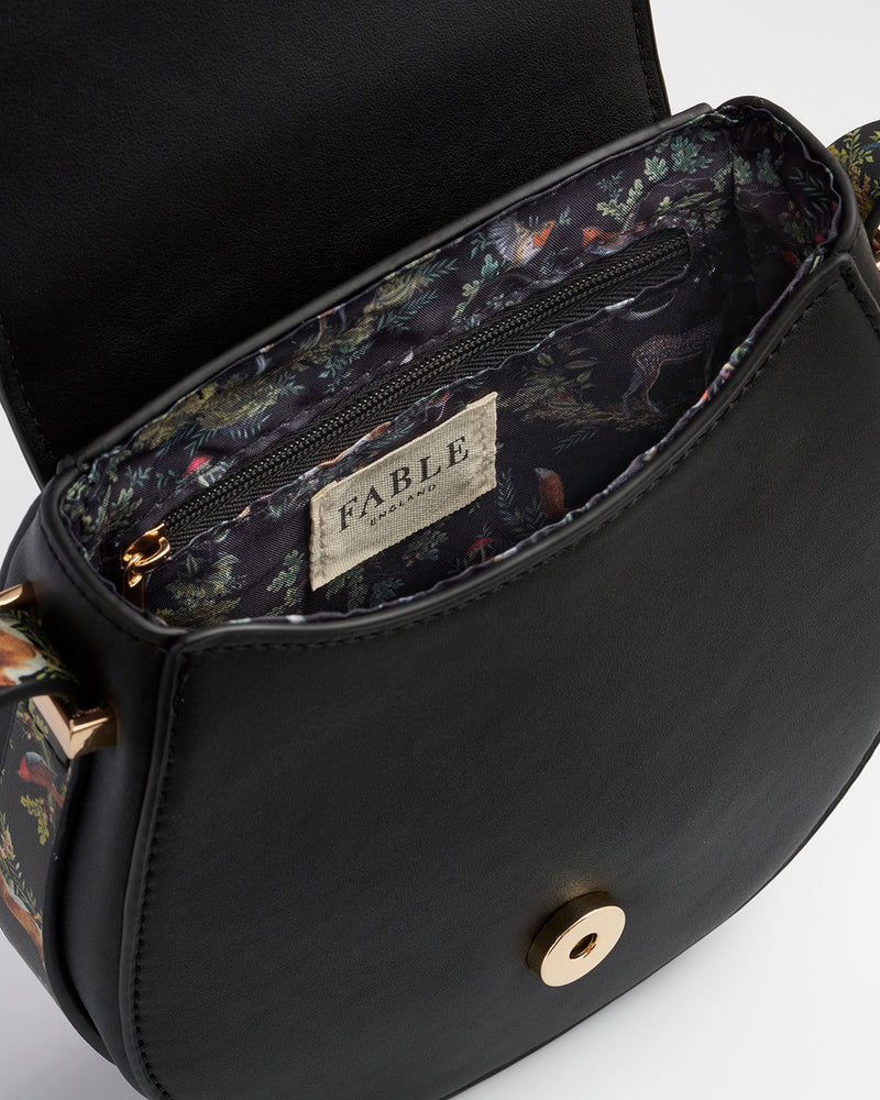 Woodland Toile Saddle Bag - Black