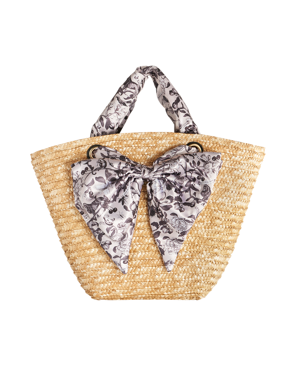 Tree Of Life Monochrome Raffia Basket Bag