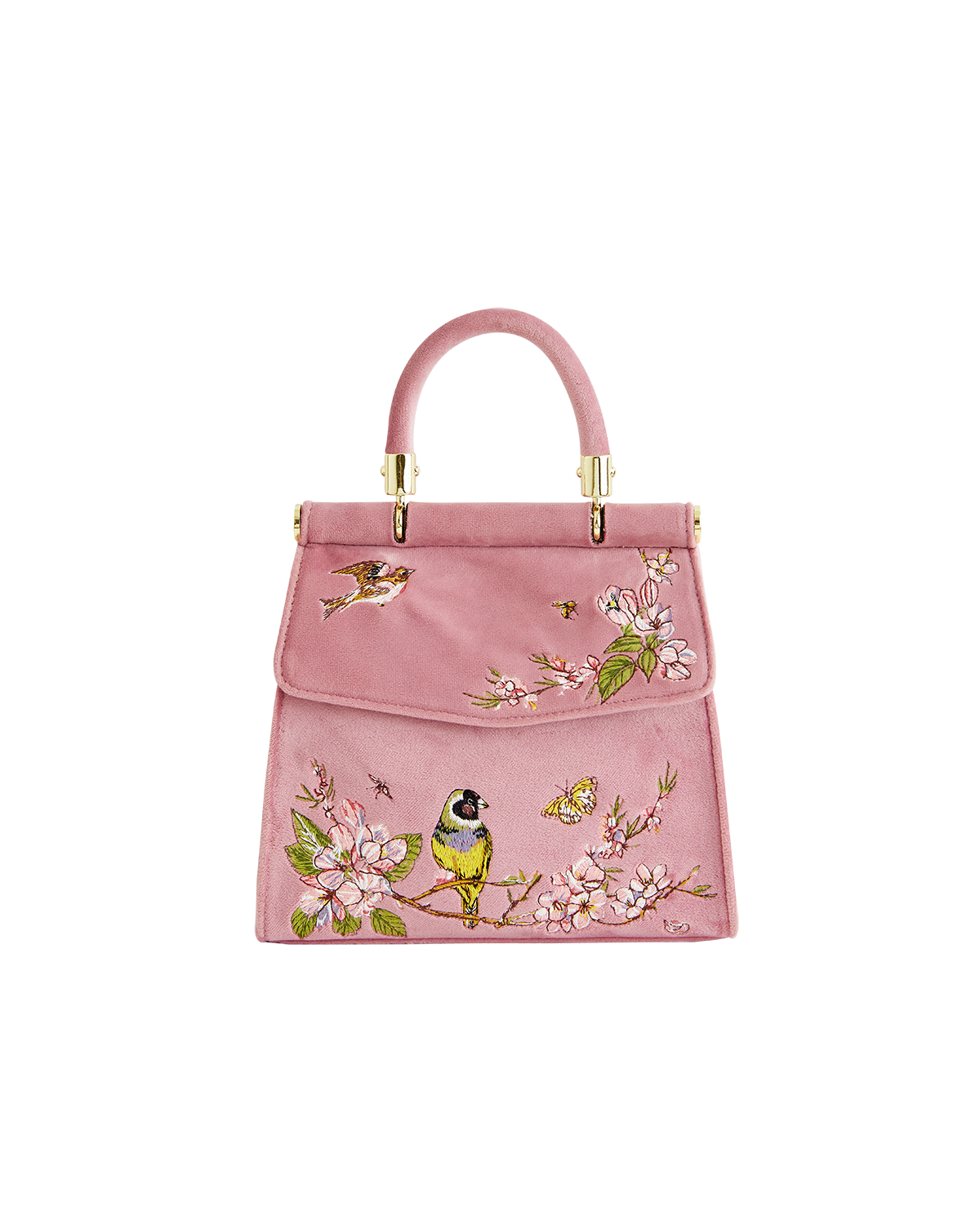 Mini Tote Rosa Morning Song Uccellino Ricamato