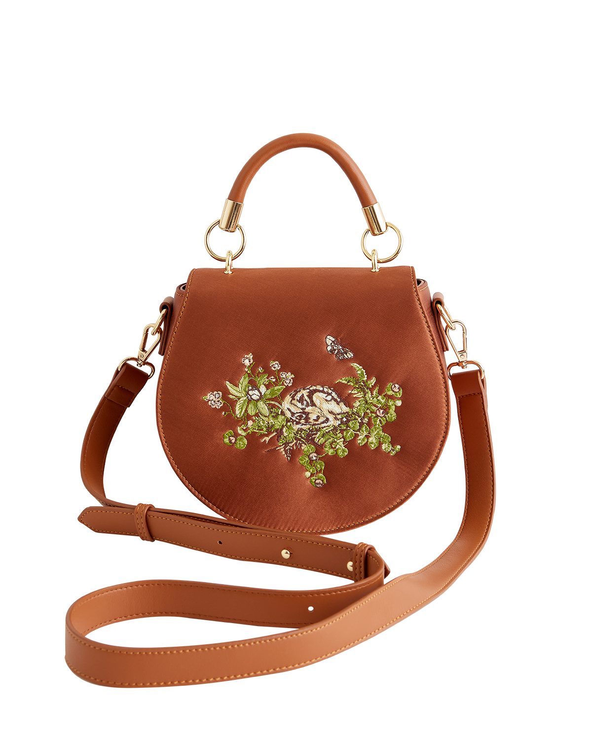 Bolso Saddle Cervato Adormecido Bordado