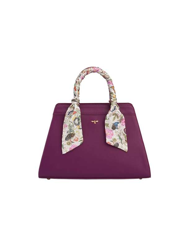 Floral Engravings Large Plum Tote