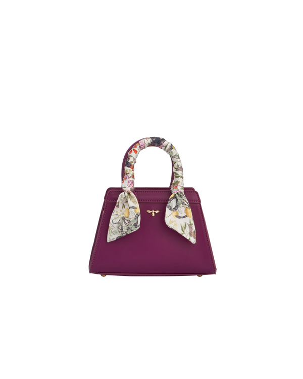 Floral Engravings Mini Plum Tote