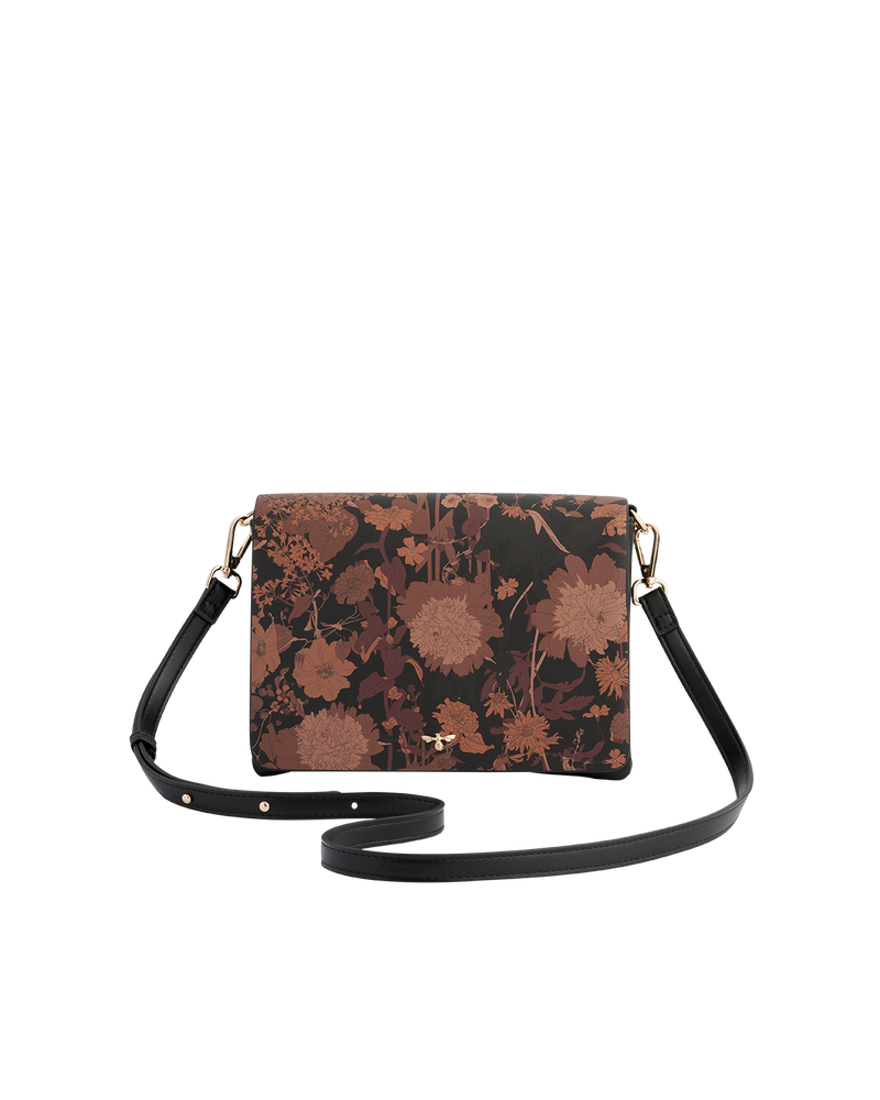 Deco Blooms Black Crossbody Handbag