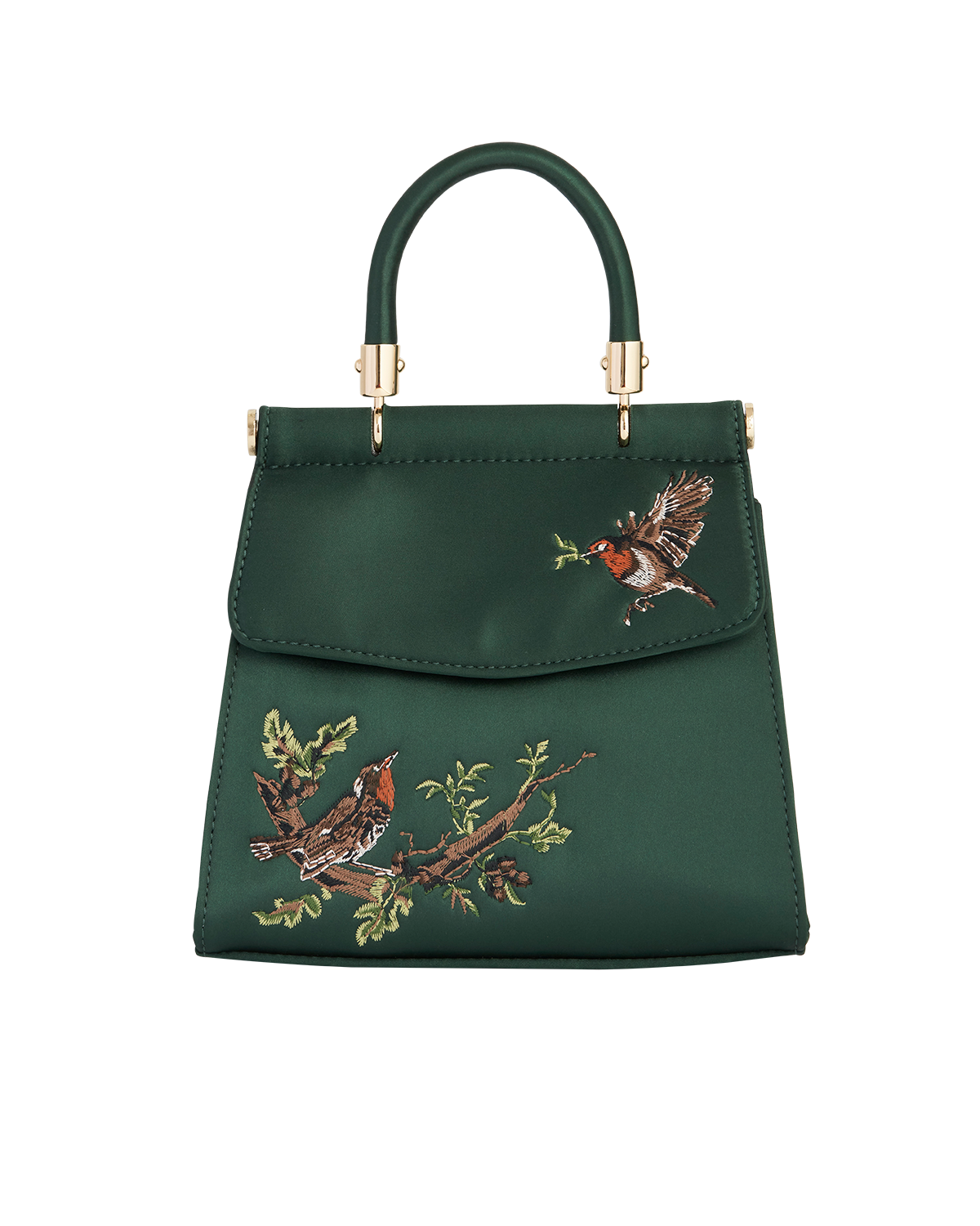 FABLE キツネとキノコの刺繍入りバーガンディサテントートバッグ