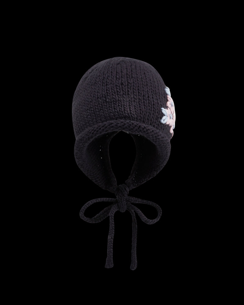 Forget-Me-Not Knitted Navy Bonnet