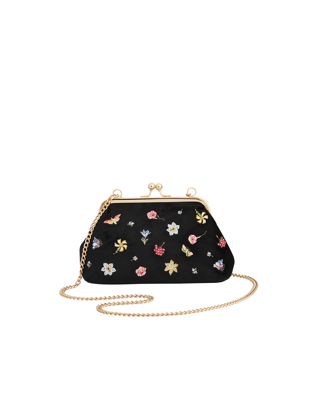 Bolso Terciopelo Negro Bordado Flores