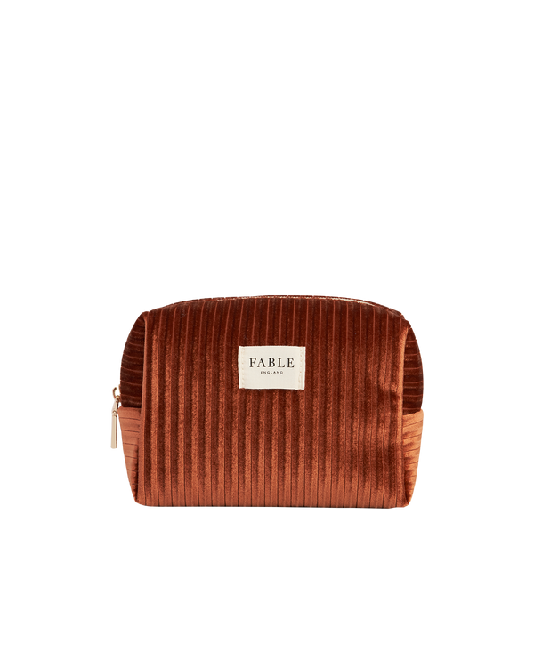 Rust Corduroy Velvet Cosmetics Pouch