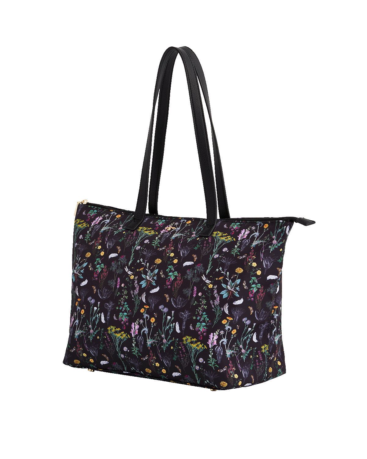 Tote bag with floral pattern on a white background