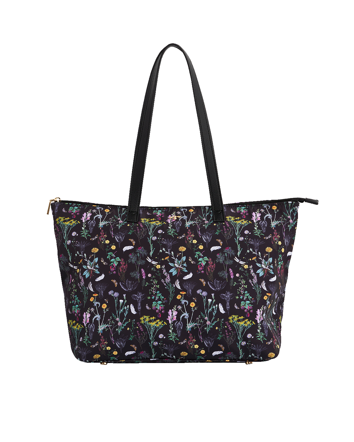 Tote bag with floral pattern on a white background