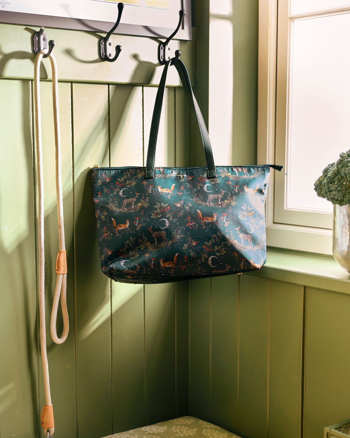 Green Into the Woods Grab Tote styled