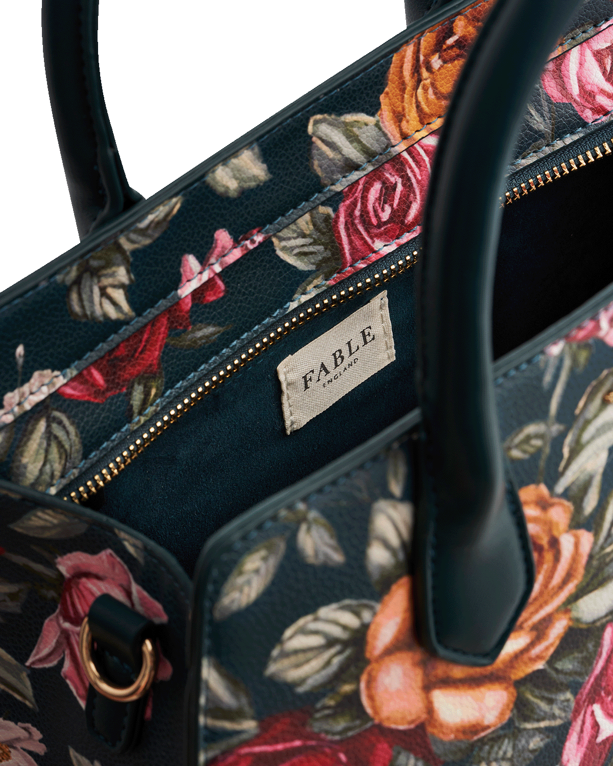 Teal Roses Structured Tote Medium