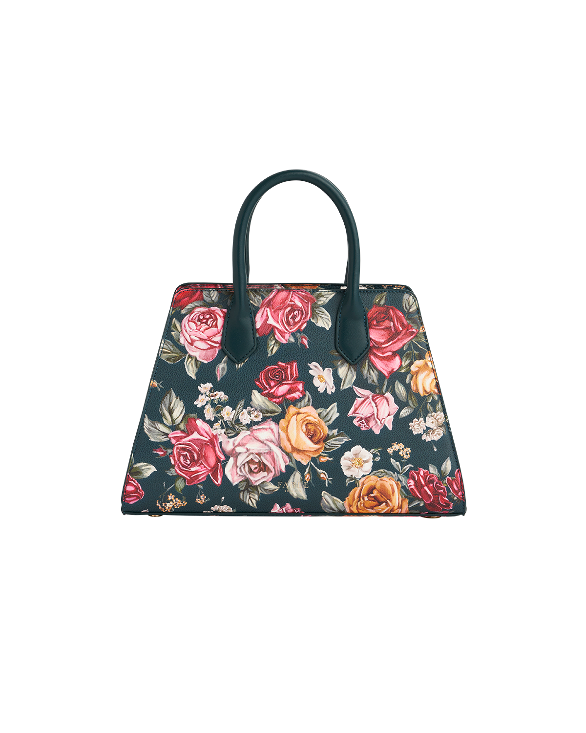 Teal Roses Structured Tote Medium