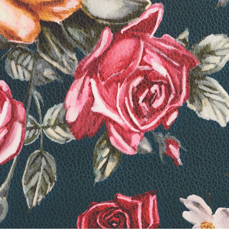 Floral patterned handbag with dark blue background