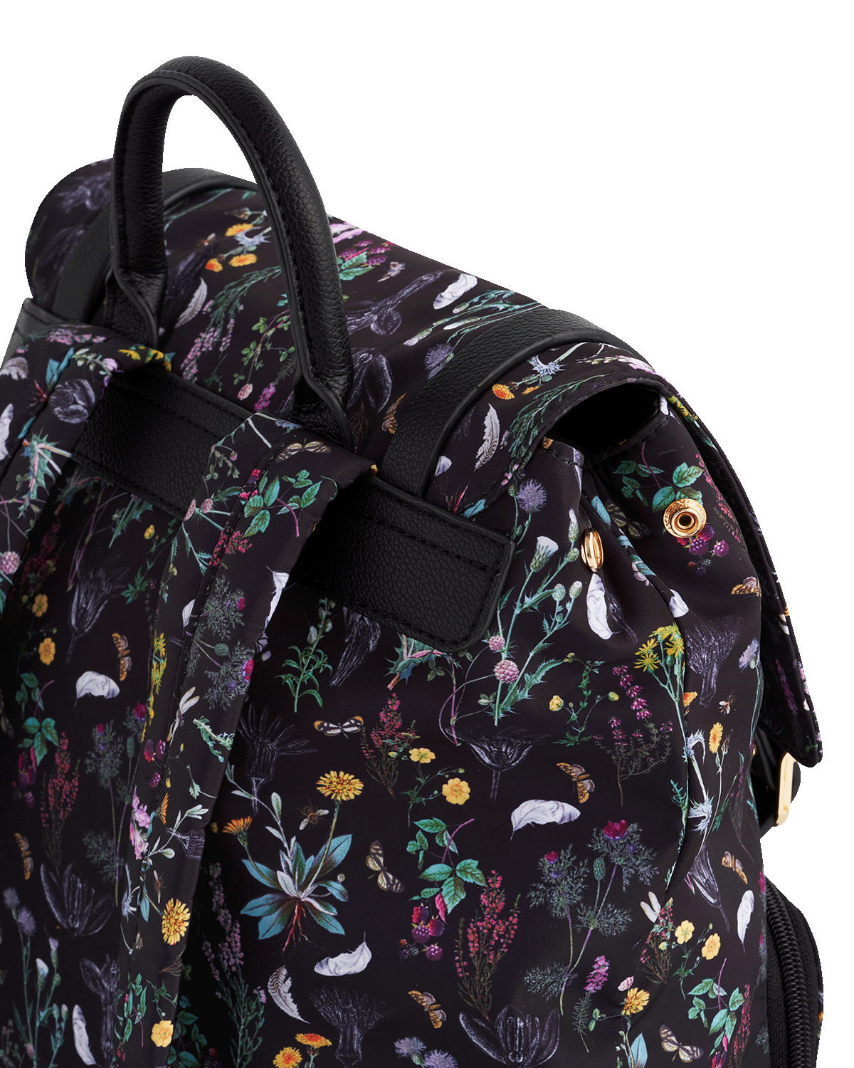 Backpack with floral pattern on a white background