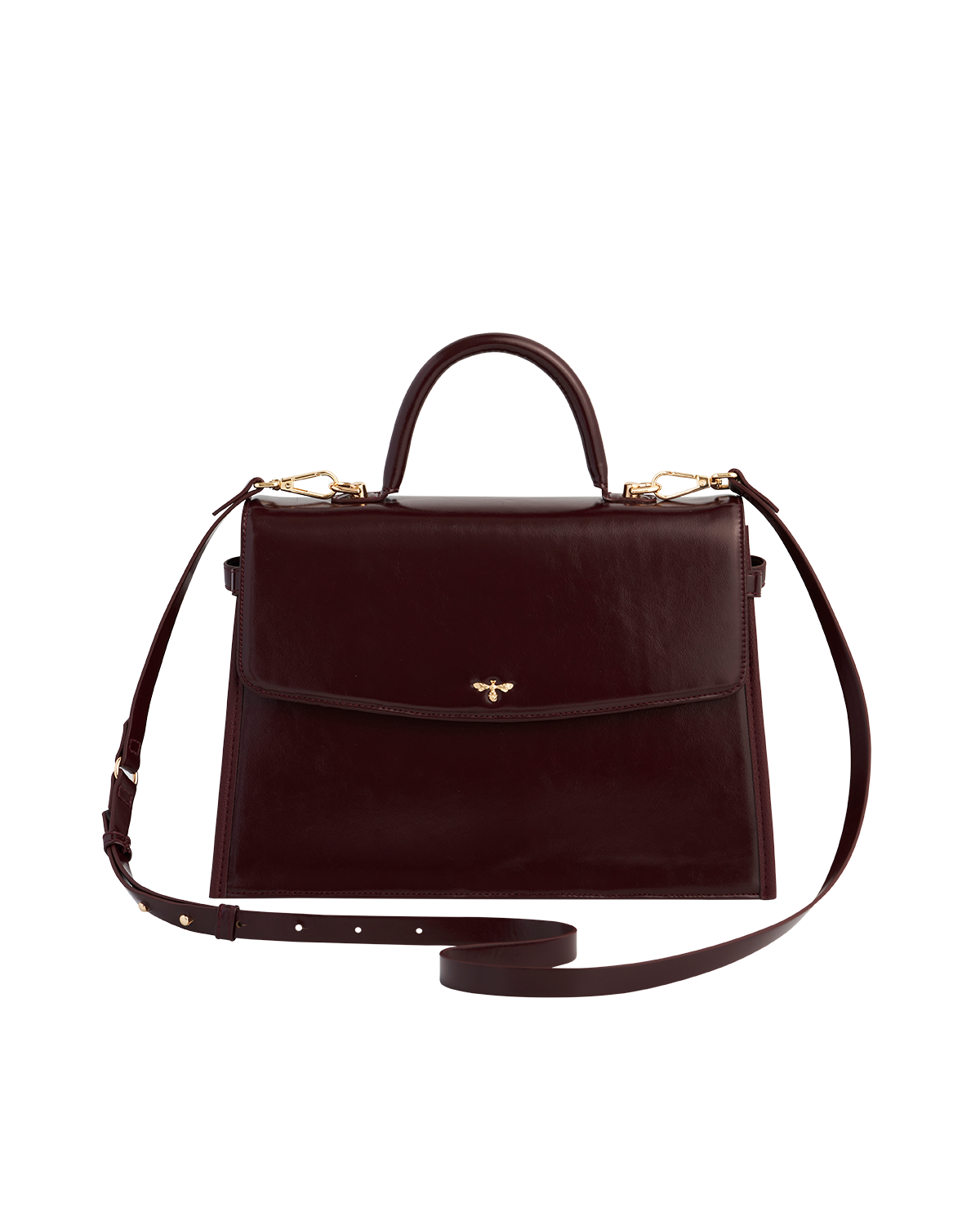 Cherry Red handbag with a strap on a white background