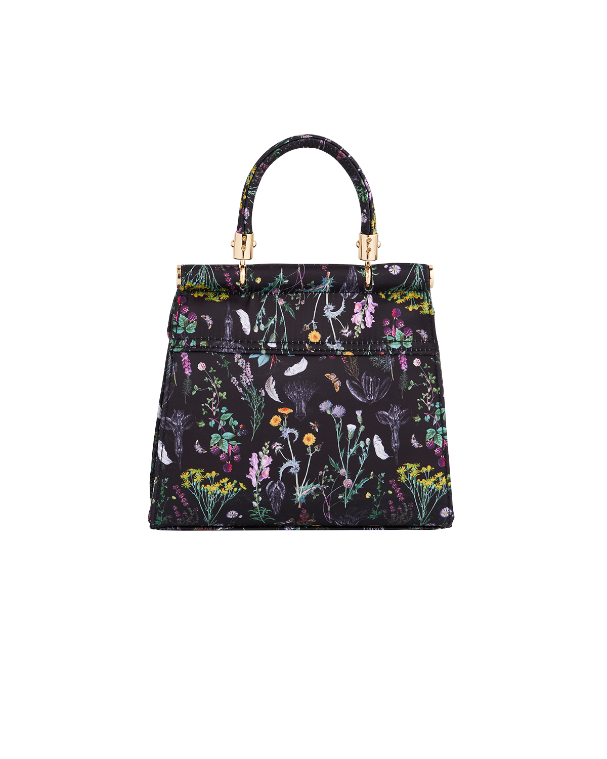 Handbag with floral pattern on a white background