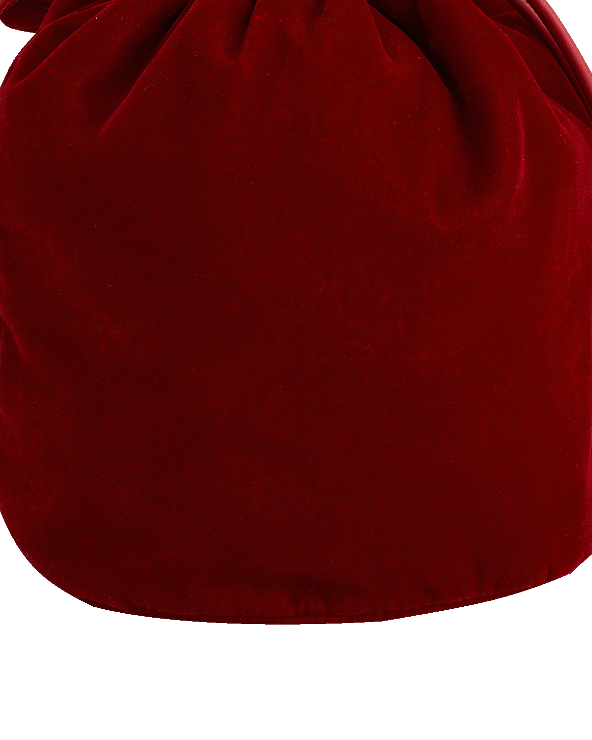 Red velvet drawstring bag on a white background
