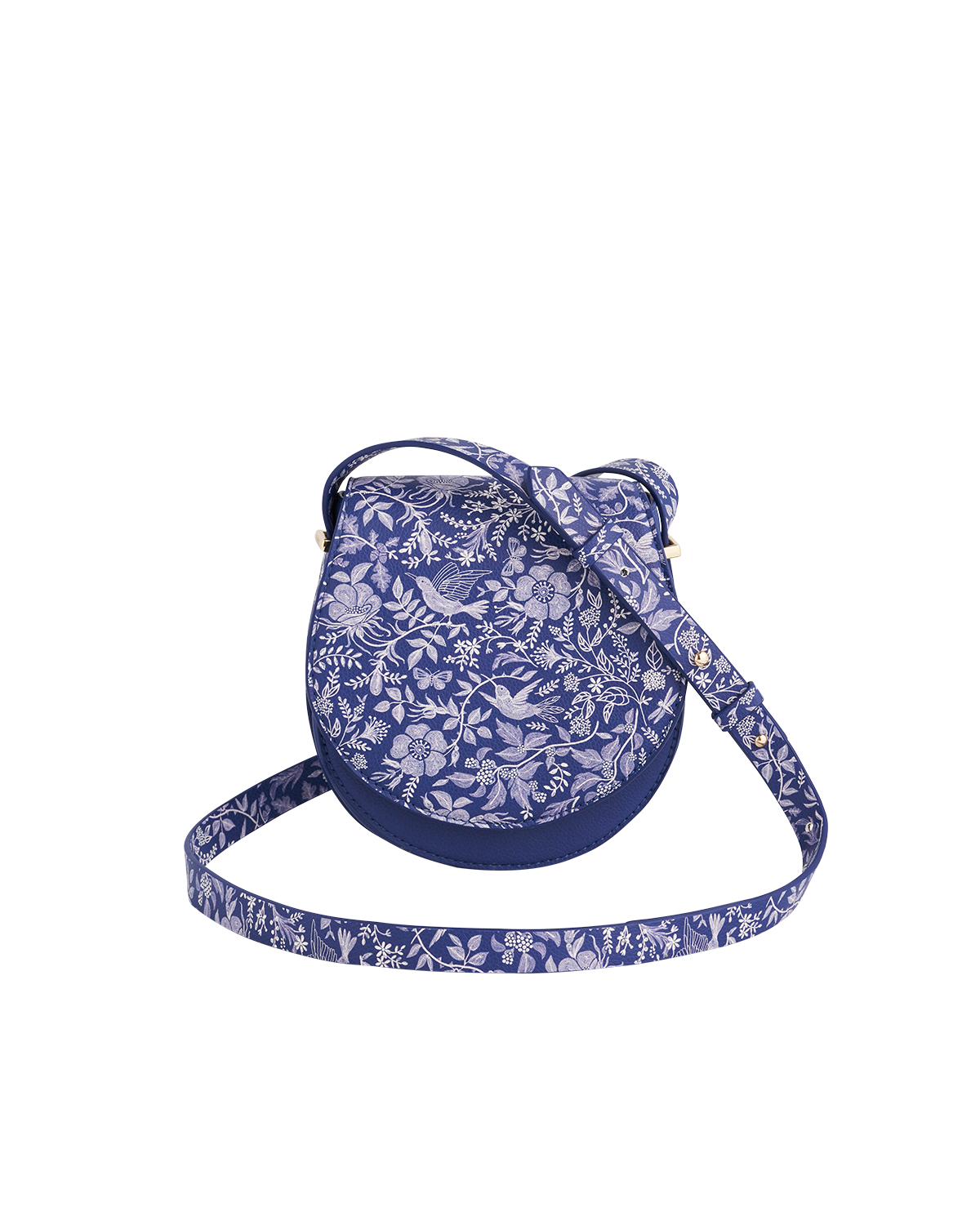 Blue Agnes Floral Saddle Bag