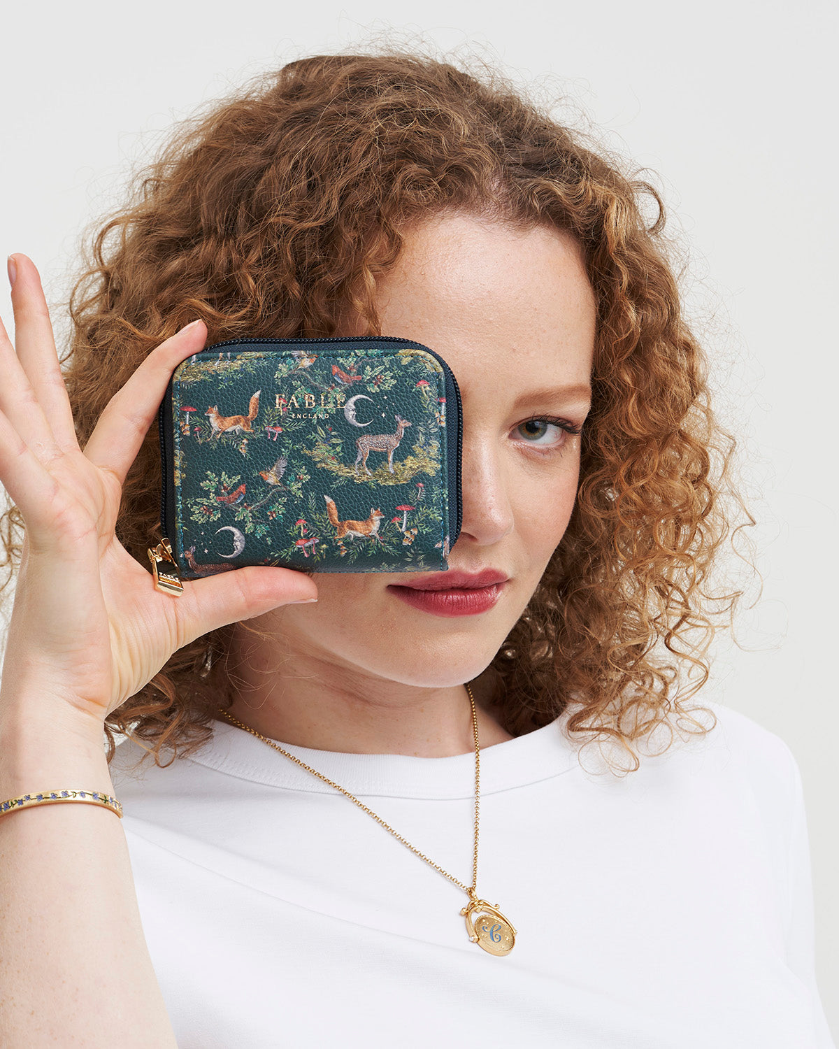 green woodland animal print purse