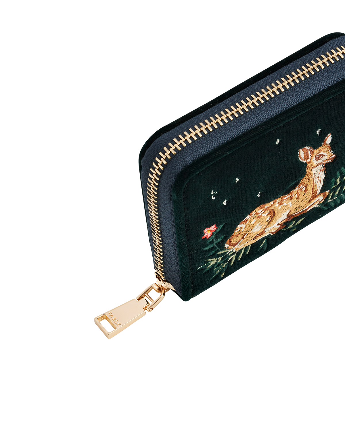Green Fawn Embroidered Purse Small