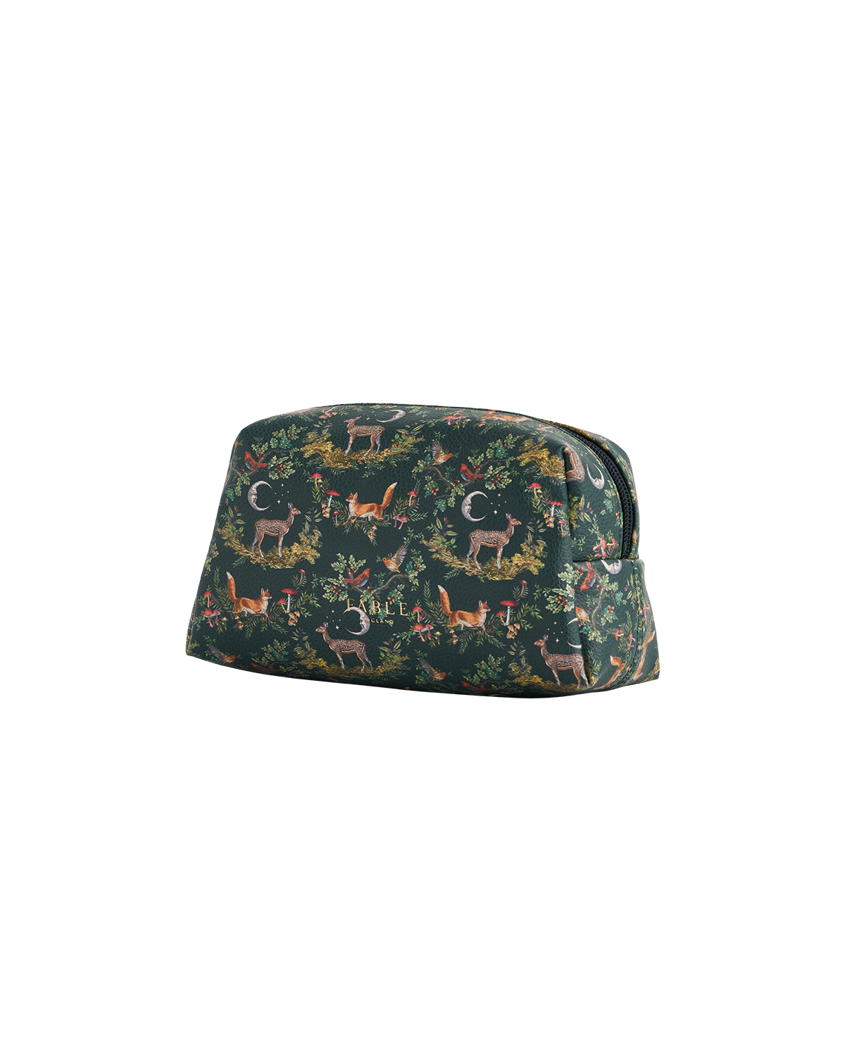 green woodland pattern cosmetic bag