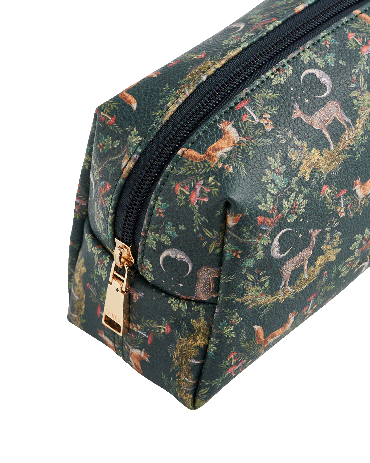 green woodland pattern cosmetic bag