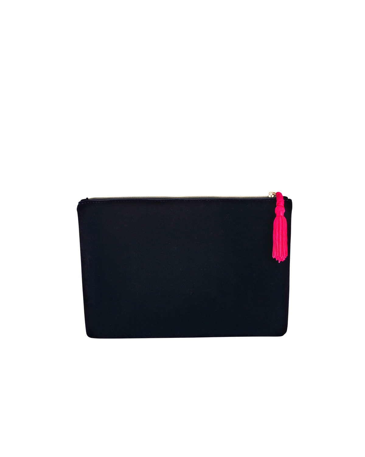 Blue pouch with a pink tassel on a white background