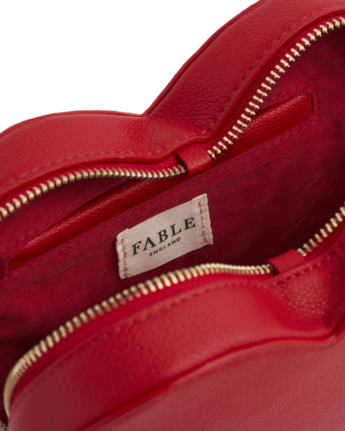 inside read heart bag with fable label