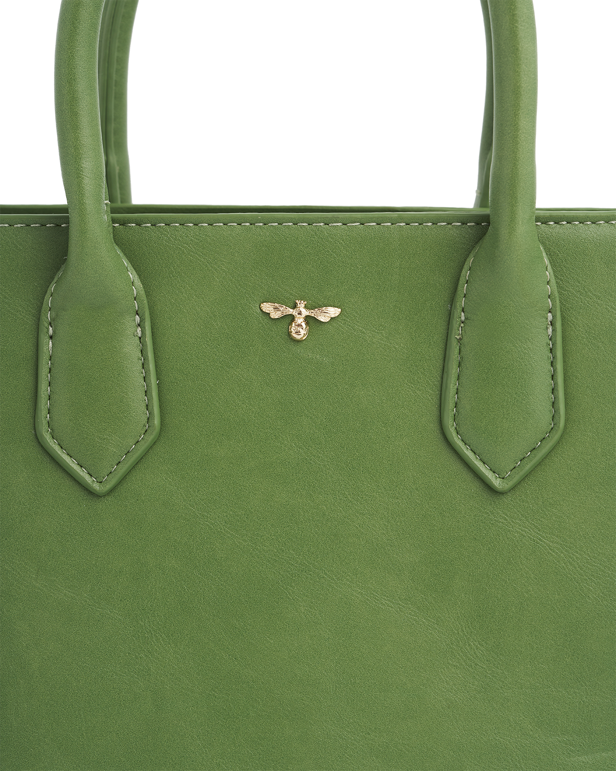 Green tote bag with gold bee motif
