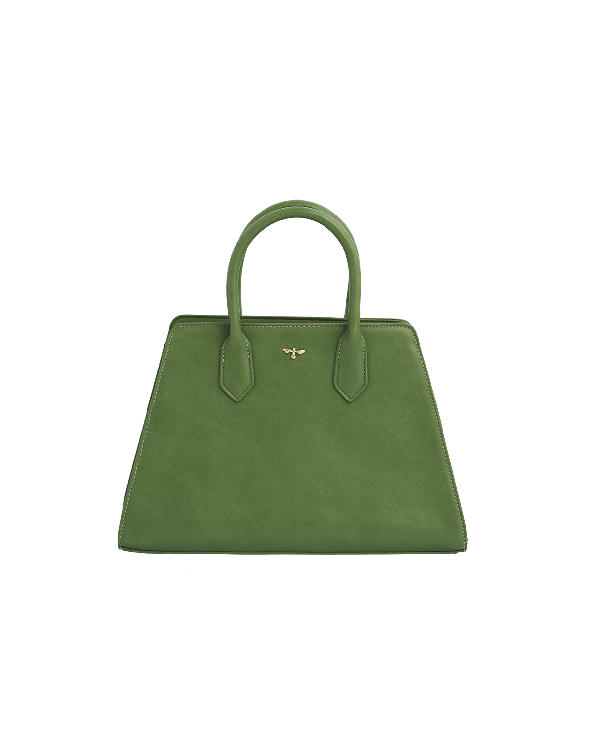 Green handbag with handle on white background